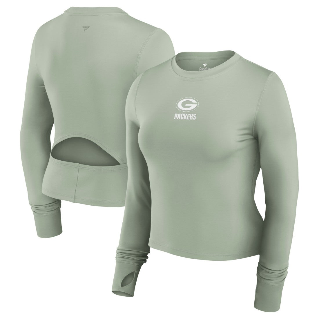 Green Bay Packers Fanatics Women's Studio Fitted Long Sleeve Gym Top