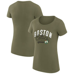 Boston Celtics G-III 4Her by Carl Banks Women's Super-Slim Fit Lightweight Filigree Logo T-Shirt - Olive outlet On Sale