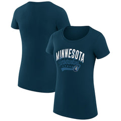 Minnesota Timberwolves G-III 4Her by Carl Banks Women's Super-Slim Fit Lightweight Filigree Logo T-Shirt - Navy on sale Discount