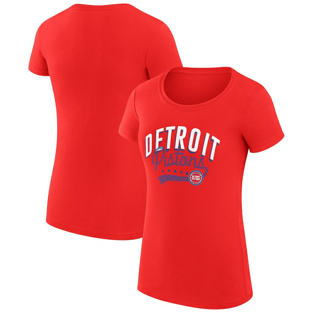 Detroit Pistons G-III 4Her by Carl Banks Women's Super-Slim Fit Lightweight Filigree Logo T-Shirt - Red for sale For Sale