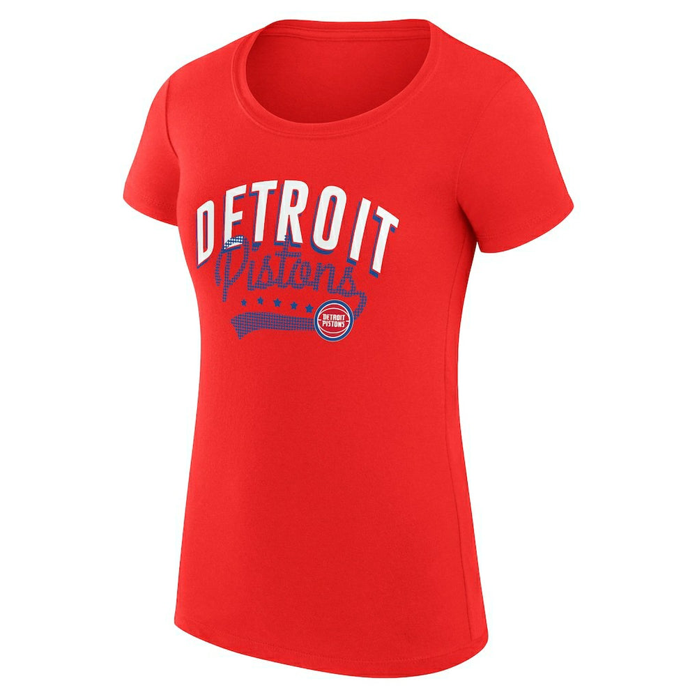 Detroit Pistons G-III 4Her by Carl Banks Women's Super-Slim Fit Lightweight Filigree Logo T-Shirt - Red for sale For Sale