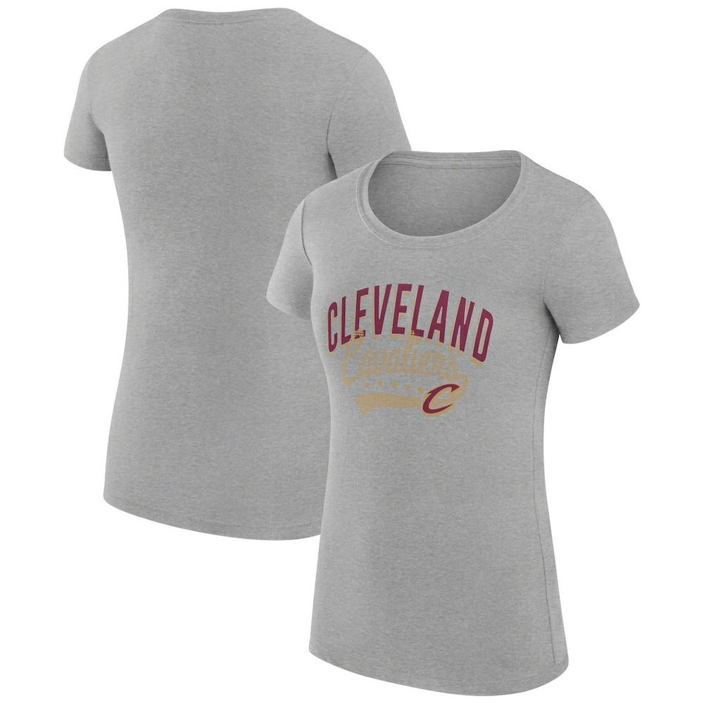 Cleveland Cavaliers G-III 4Her by Carl Banks Women's Super-Slim Fit Lightweight Filigree Logo T-Shirt - Heather Gray outlet Discount