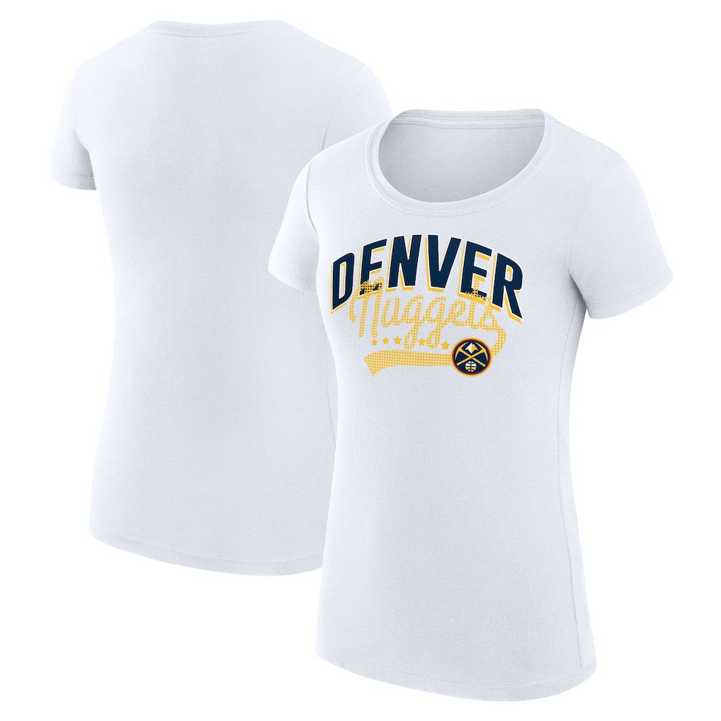 Denver Nuggets G-III 4Her by Carl Banks Women's Super-Slim Fit Lightweight Filigree Logo T-Shirt - White outlet Online