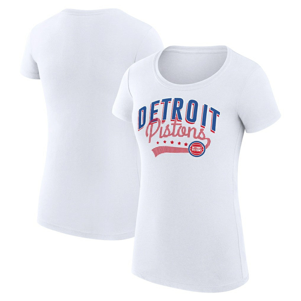 Detroit Pistons G-III 4Her by Carl Banks Women's Super-Slim Fit Lightweight Filigree Logo T-Shirt - White on sale Online