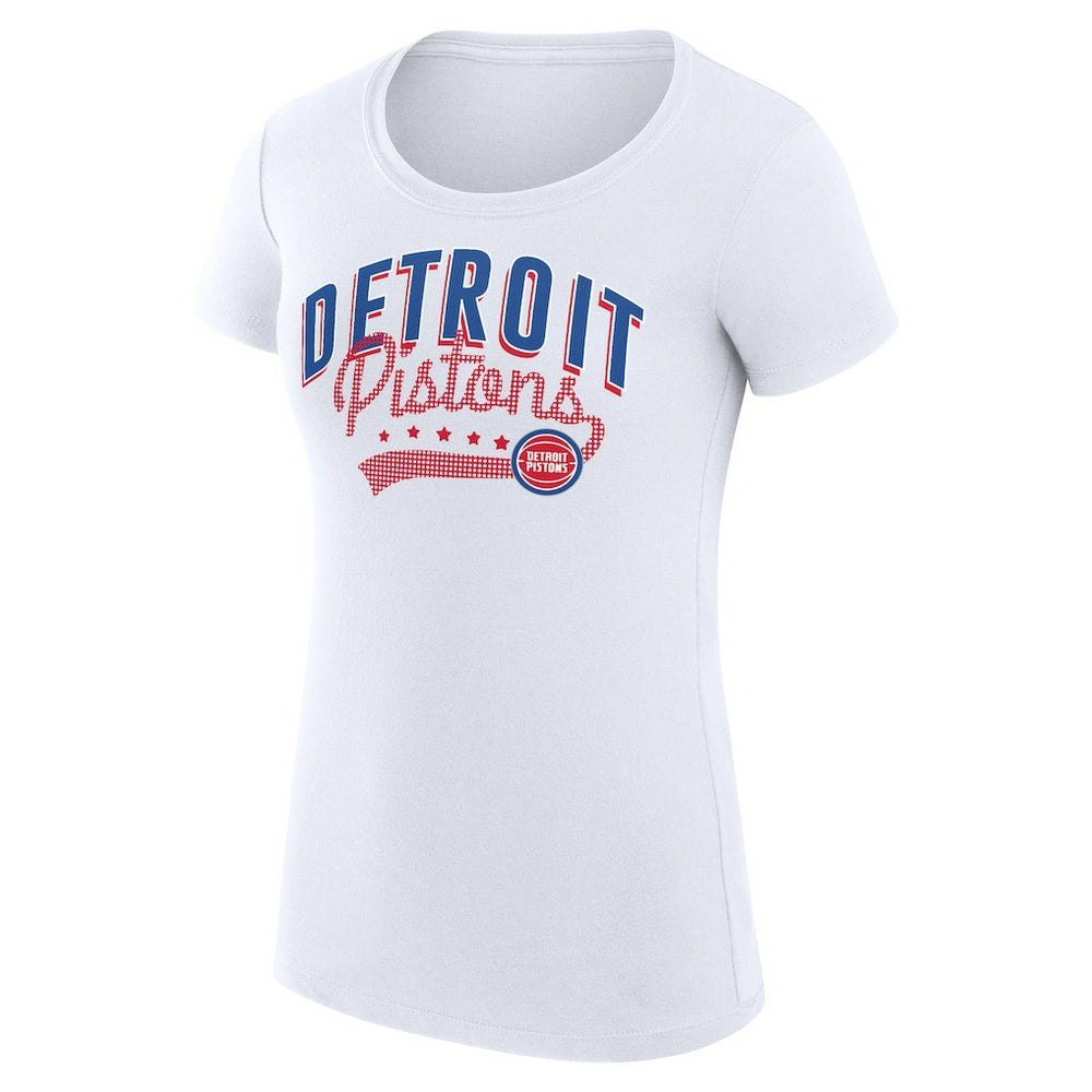 Detroit Pistons G-III 4Her by Carl Banks Women's Super-Slim Fit Lightweight Filigree Logo T-Shirt - White on sale Online