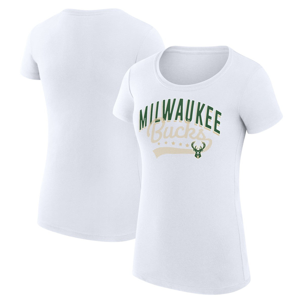 Milwaukee Bucks G-III 4Her by Carl Banks Women's Super-Slim Fit Lightweight Filigree Logo T-Shirt - White outlet Discount