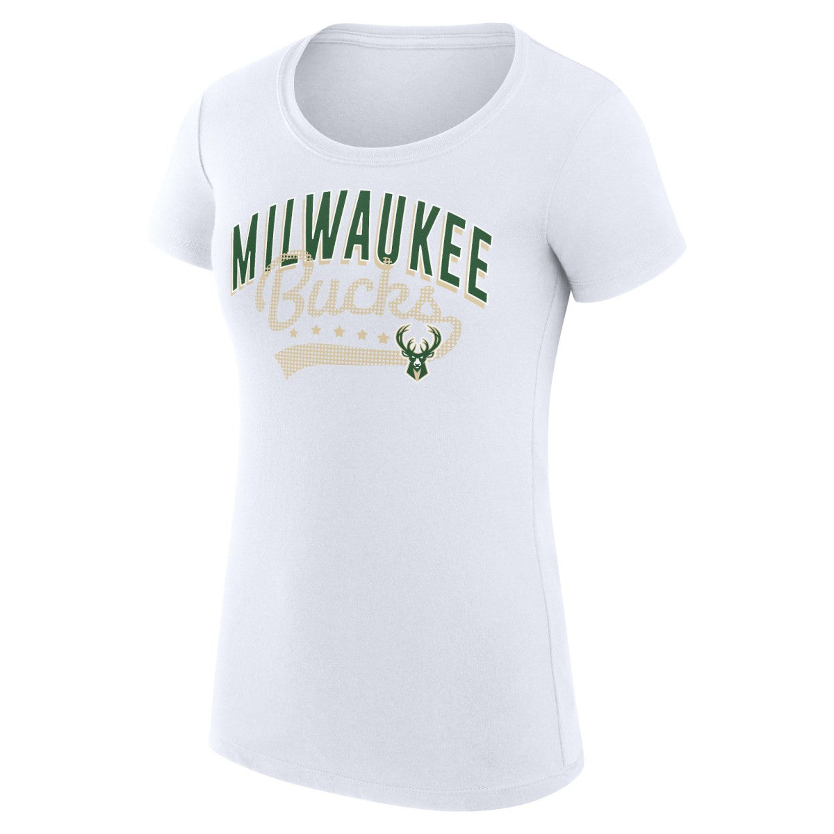 Milwaukee Bucks G-III 4Her by Carl Banks Women's Super-Slim Fit Lightweight Filigree Logo T-Shirt - White outlet Discount