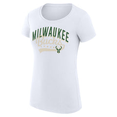 Milwaukee Bucks G-III 4Her by Carl Banks Women's Super-Slim Fit Lightweight Filigree Logo T-Shirt - White outlet Discount