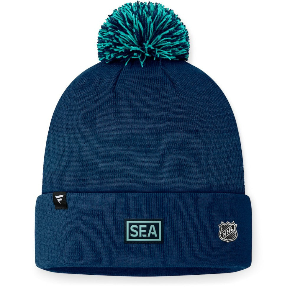 Seattle Kraken Fanatics 2024 NHL Draft Cuffed Knit Hat with Pom On Sale