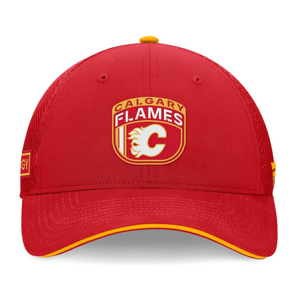Calgary Flames Fanatics 2024 NHL Draft On Stage Trucker Adjustable Hat Discount
