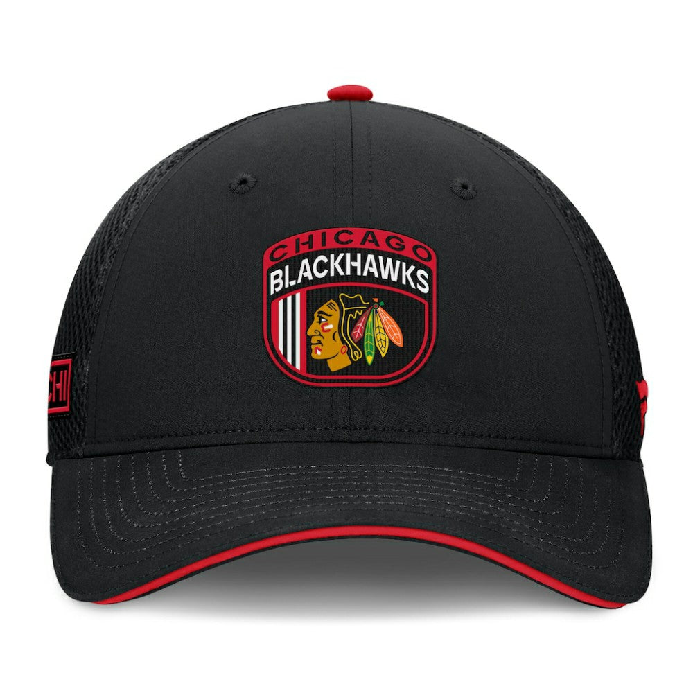 Chicago Blackhawks Fanatics 2024 NHL Draft On Stage Trucker Adjustable Hat For Sale