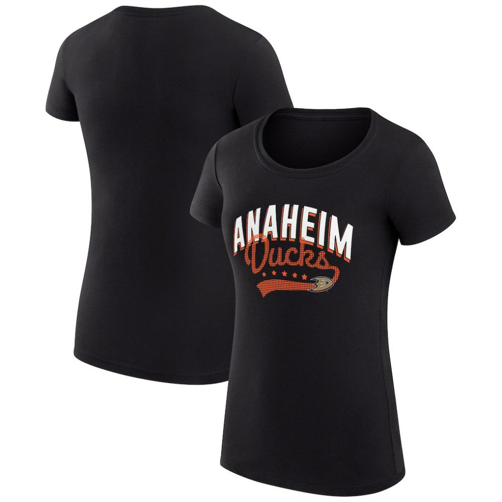 Anaheim Ducks G-III 4Her by Carl Banks Women's Super-Slim Fit Lightweight Filigree Logo T-Shirt – Black Discount