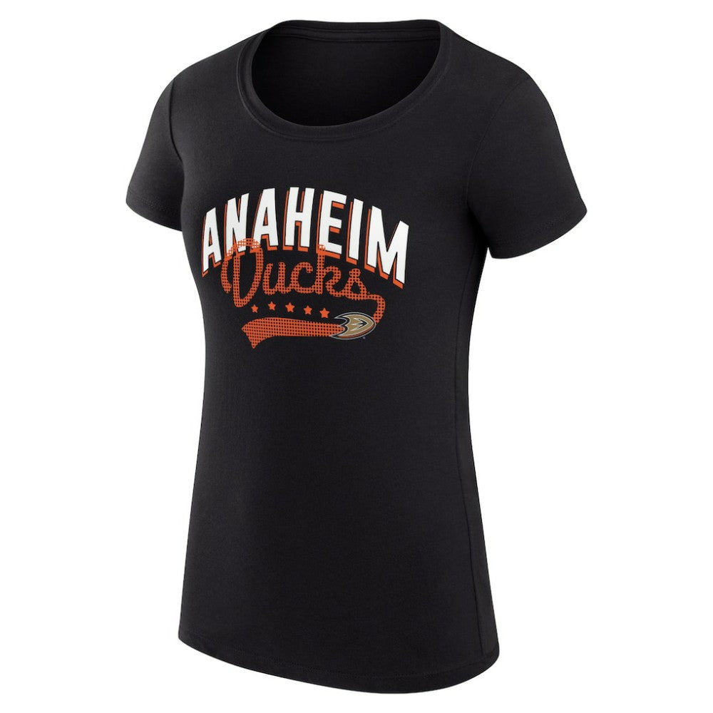Anaheim Ducks G-III 4Her by Carl Banks Women's Super-Slim Fit Lightweight Filigree Logo T-Shirt – Black Discount