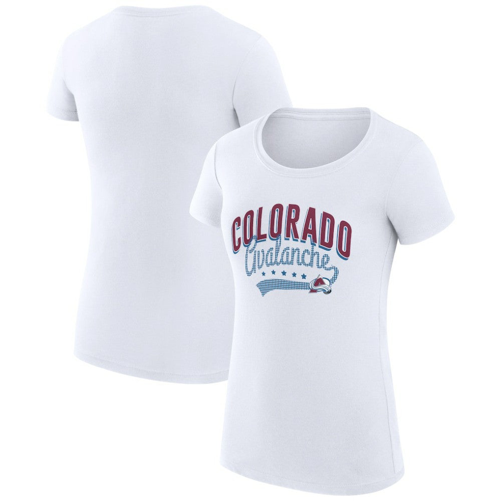 Colorado Avalanche G-III 4Her by Carl Banks Women's Super-Slim Fit Lightweight Filigree Logo T-Shirt – White Outlet