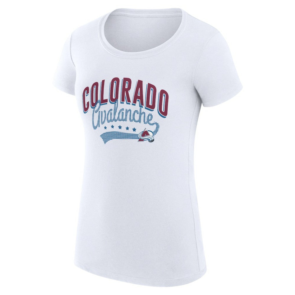 Colorado Avalanche G-III 4Her by Carl Banks Women's Super-Slim Fit Lightweight Filigree Logo T-Shirt – White Outlet
