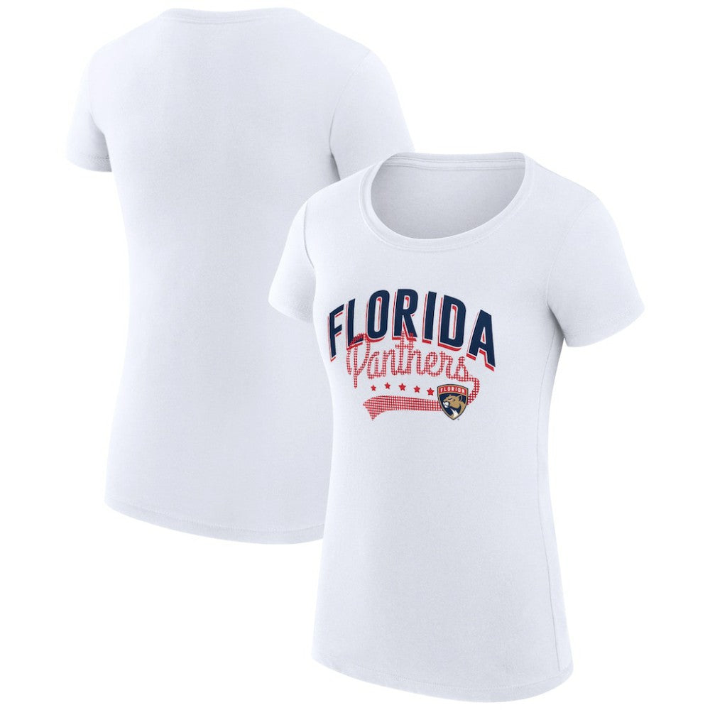 Florida Panthers G-III 4Her by Carl Banks Women's Super-Slim Fit Lightweight Filigree Logo T-Shirt – White For Sale