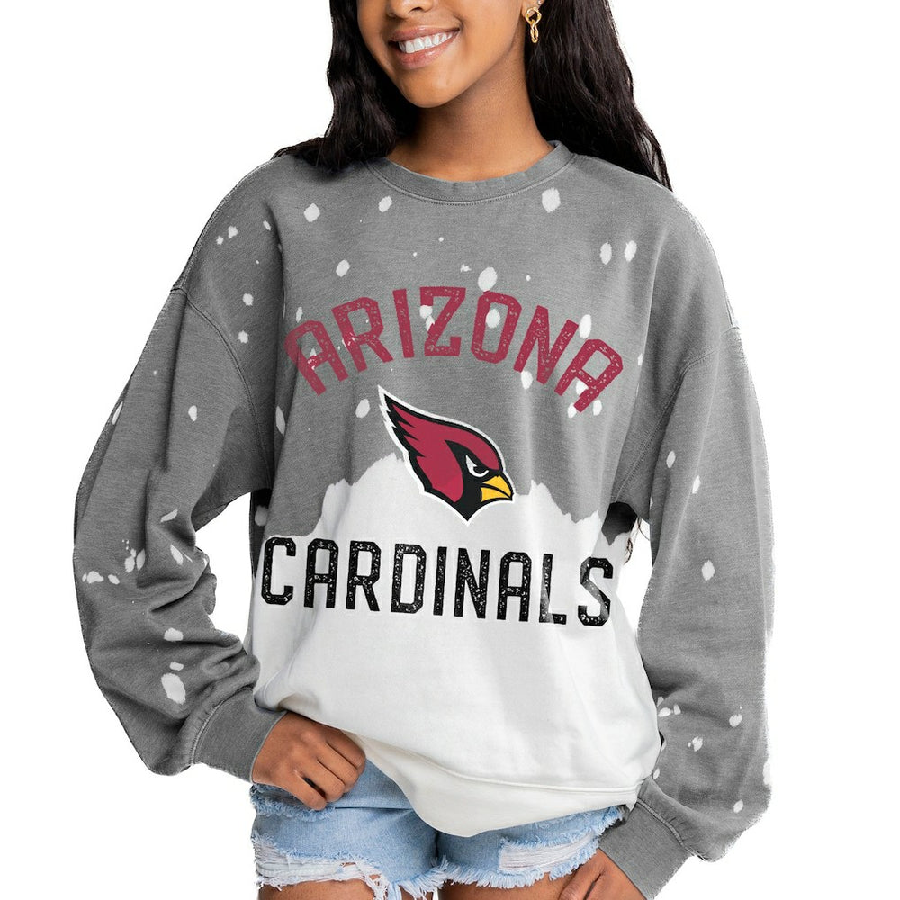 Arizona Cardinals  Gameday Couture Women's Oversized Coin Toss Faded French Terry Tri-Blend Pullover Sweatshirt