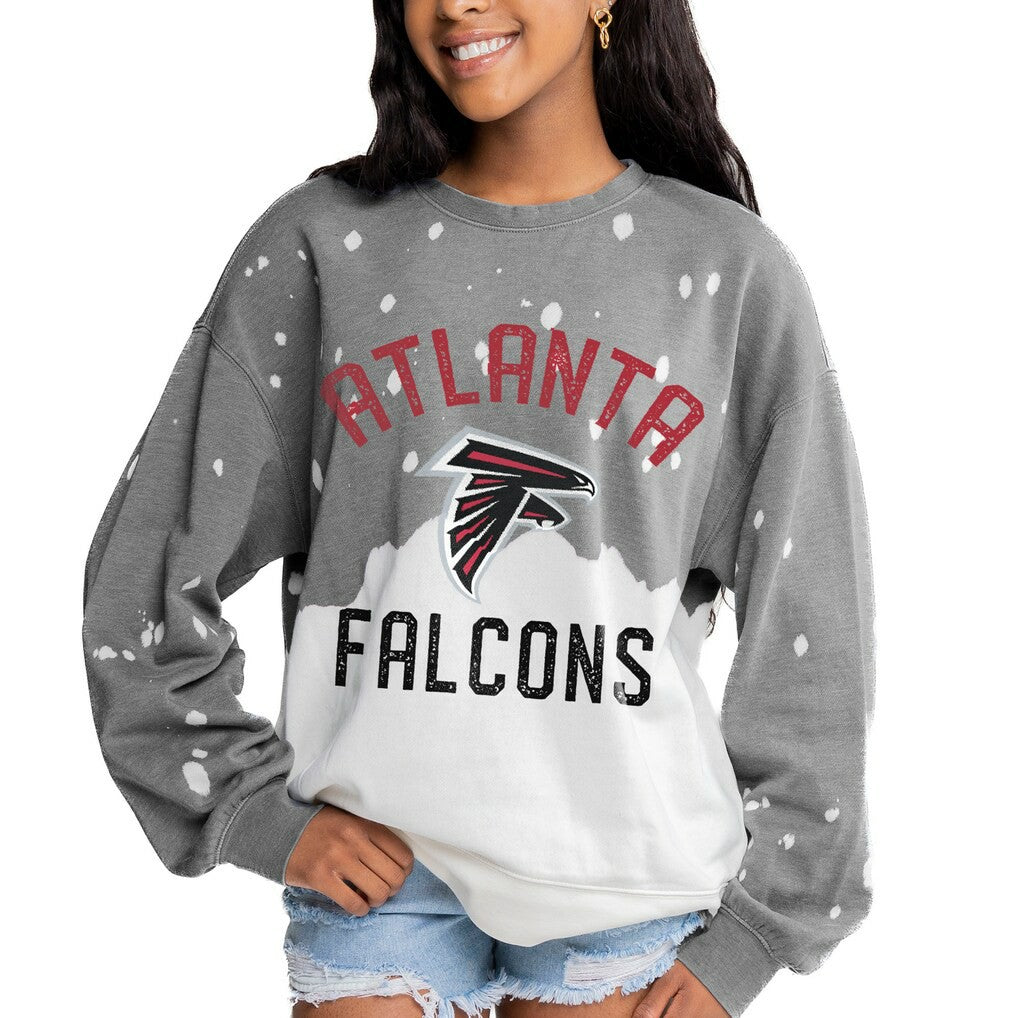 Atlanta Falcons  Gameday Couture Women's Oversized Coin Toss Faded French Terry Tri-Blend Pullover Sweatshirt