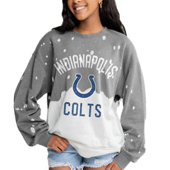 Indianapolis Colts  Gameday Couture Women's Oversized Coin Toss Faded French Terry Tri-Blend Pullover Sweatshirt