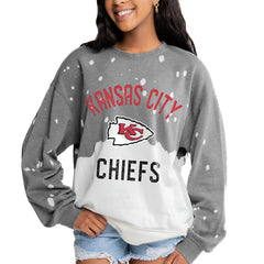 Kansas City Chiefs  Gameday Couture Women's Oversized Coin Toss Faded French Terry Tri-Blend Pullover Sweatshirt