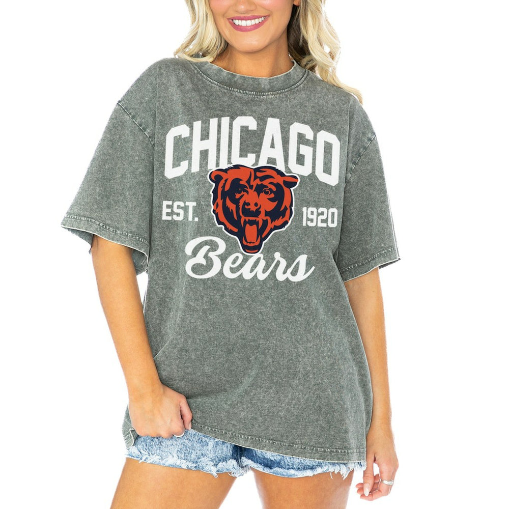 Chicago Bears  Gameday Couture Women's Tackle Titan Boyfriend Washed T-Shirt
