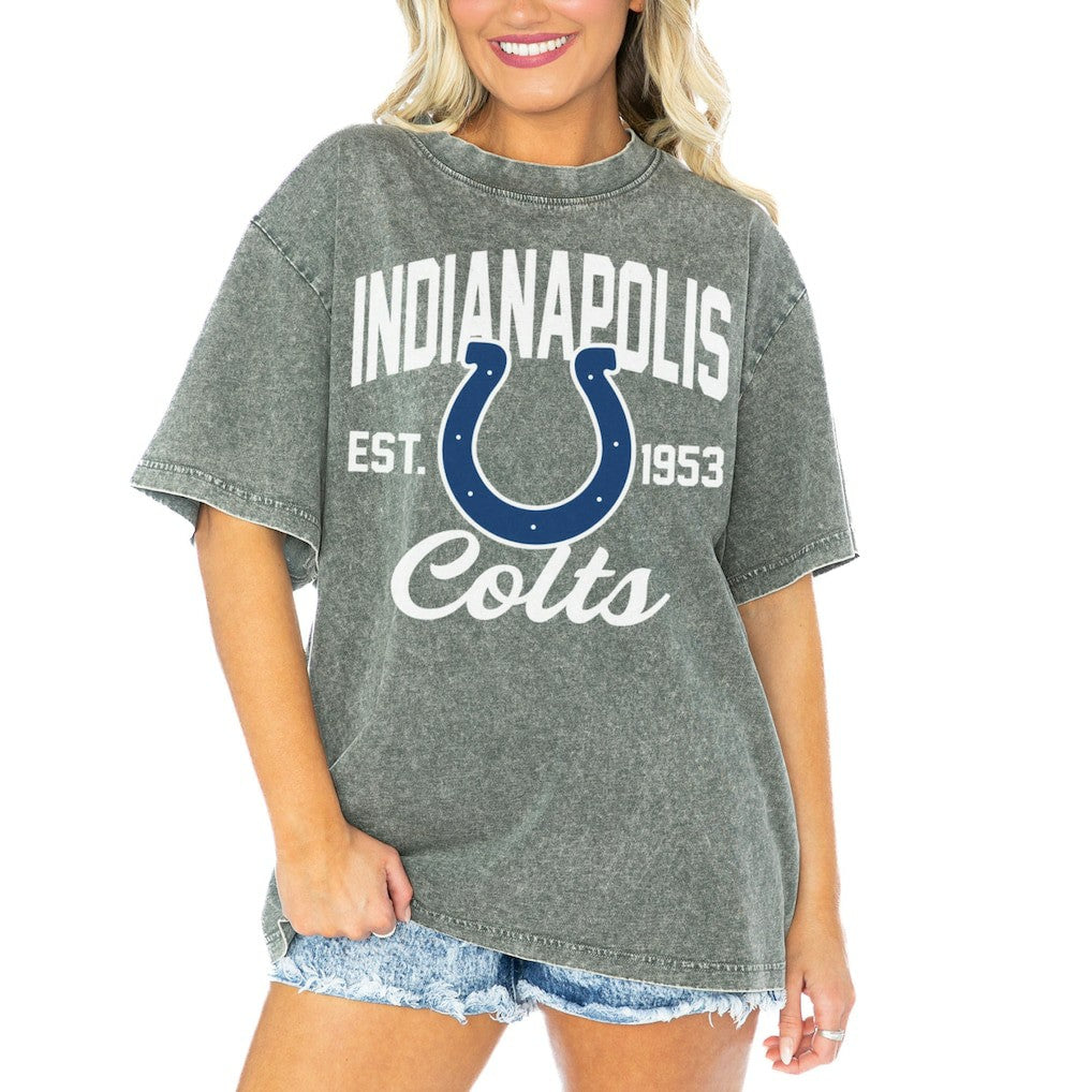 Indianapolis Colts  Gameday Couture Women's Tackle Titan Boyfriend Washed T-Shirt