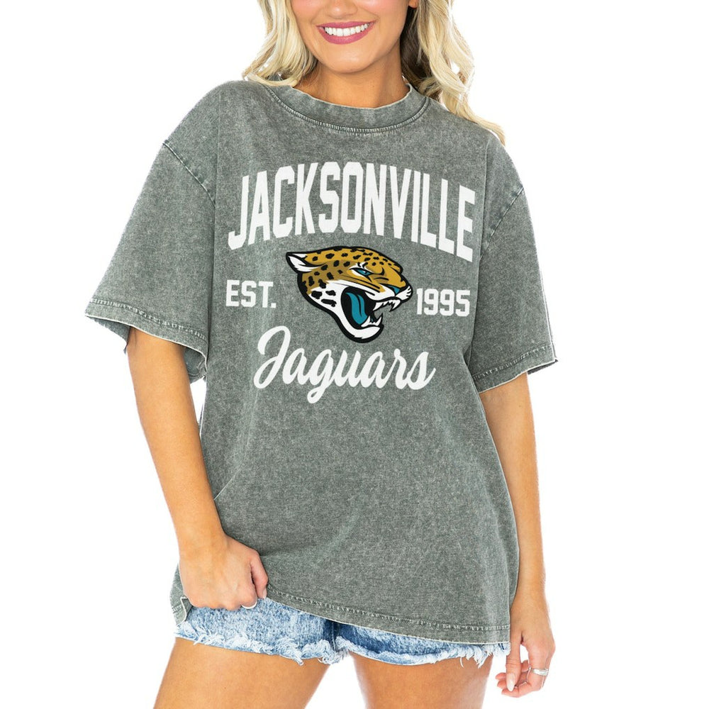 Jacksonville Jaguars  Gameday Couture Women's Tackle Titan Boyfriend Washed T-Shirt