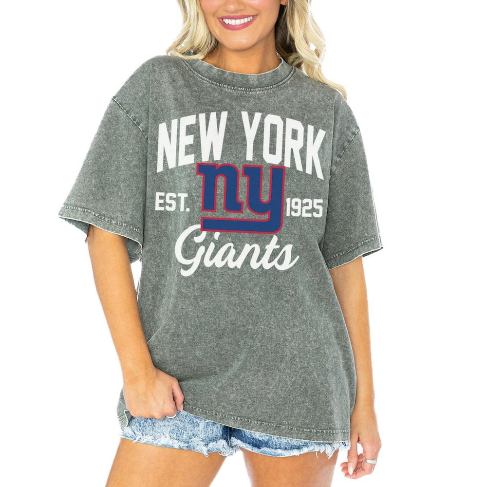 New York Giants  Gameday Couture Women's Tackle Titan Boyfriend Washed T-Shirt