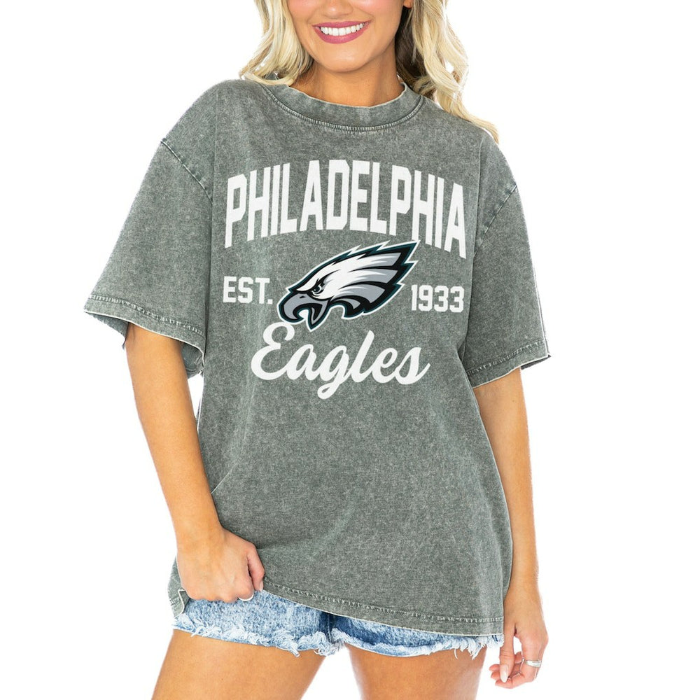Philadelphia Eagles  Gameday Couture Women's Tackle Titan Boyfriend Washed T-Shirt