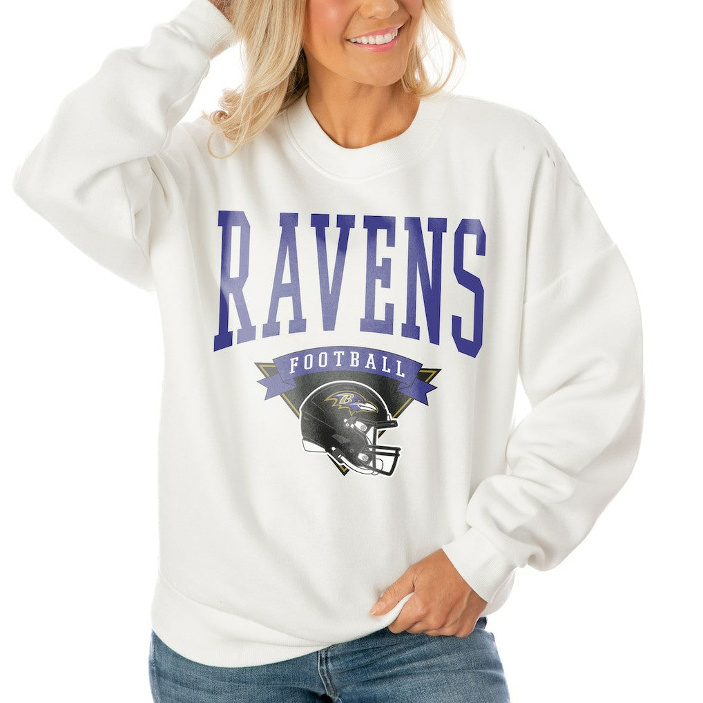 Baltimore Ravens  Gameday Couture Women's Oversized Yard Line Tri-Blend Pullover Sweatshirt