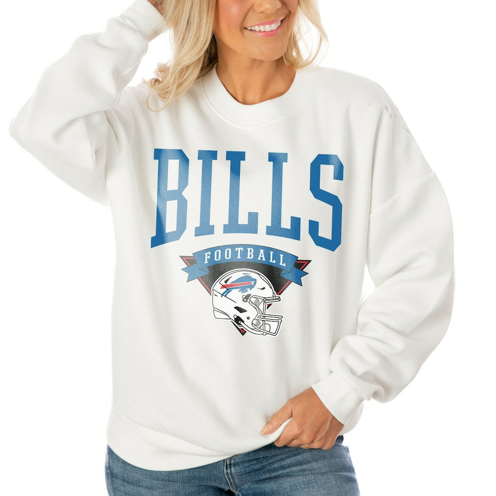 Buffalo Bills  Gameday Couture Women's Oversized Yard Line Tri-Blend Pullover Sweatshirt