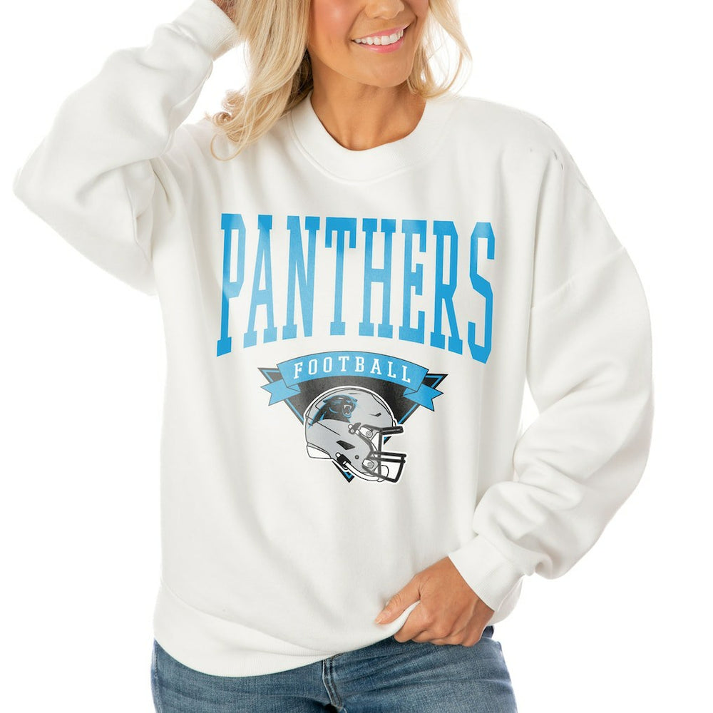 Carolina Panthers  Gameday Couture Women's Oversized Yard Line Tri-Blend Pullover Sweatshirt