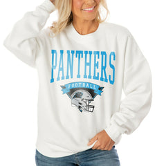 Carolina Panthers  Gameday Couture Women's Oversized Yard Line Tri-Blend Pullover Sweatshirt