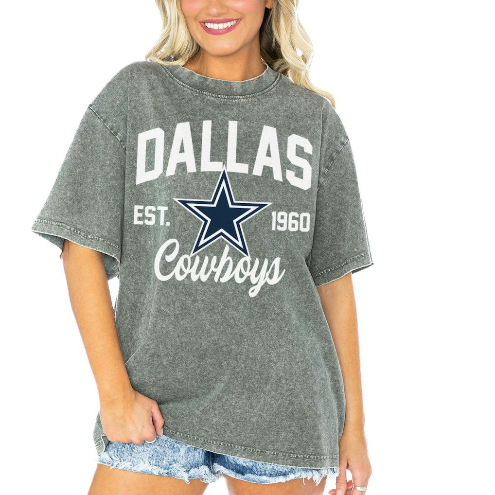 Dallas Cowboys  Gameday Couture Women's Tackle Titan Boyfriend Washed T-Shirt