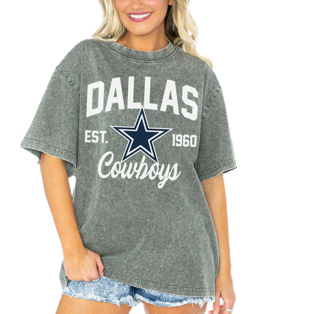 Dallas Cowboys  Gameday Couture Women's Tackle Titan Boyfriend Washed T-Shirt