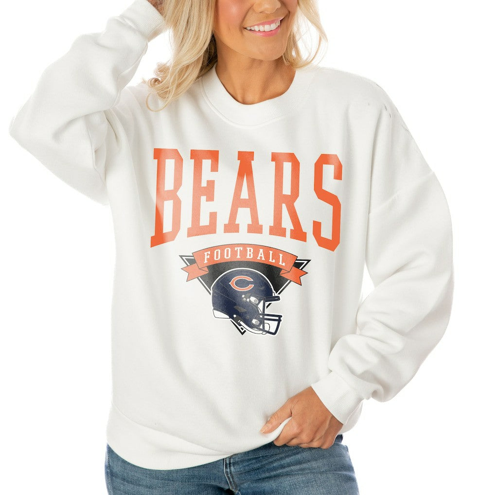 Chicago Bears  Gameday Couture Women's Oversized Yard Line Tri-Blend Pullover Sweatshirt