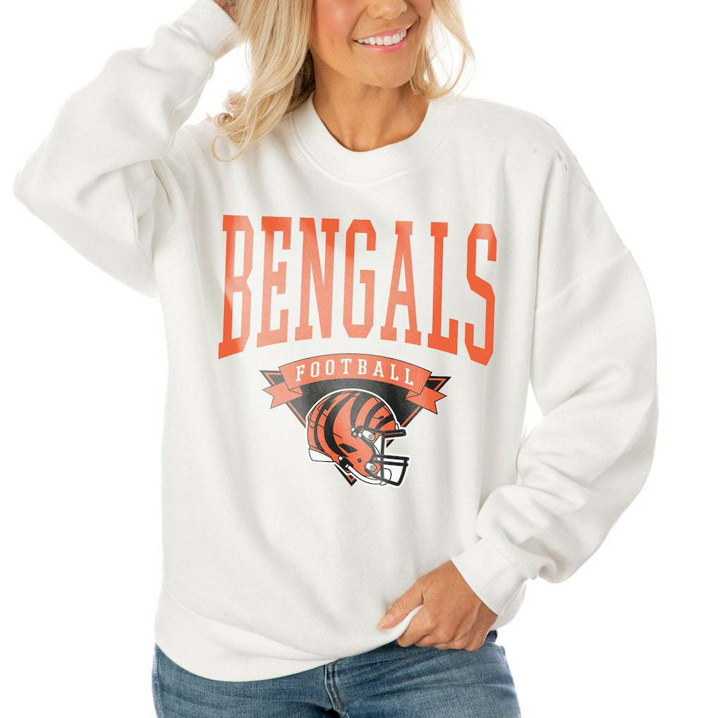 Cincinnati Bengals  Gameday Couture Women's Oversized Yard Line Tri-Blend Pullover Sweatshirt