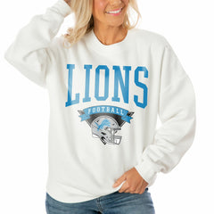 Detroit Lions  Gameday Couture Women's Oversized Yard Line Tri-Blend Pullover Sweatshirt