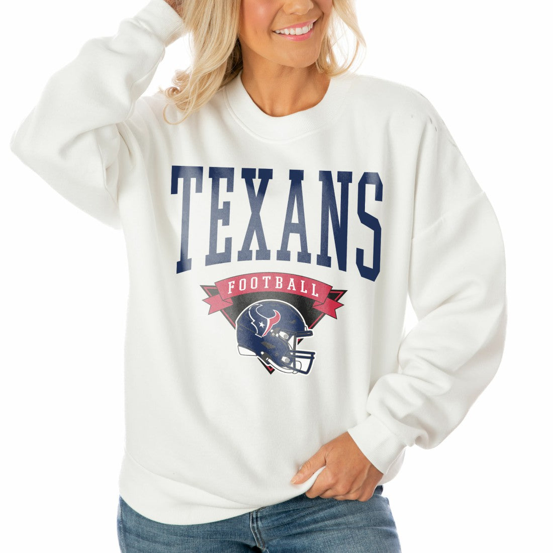 Houston Texans  Gameday Couture Women's Oversized Yard Line Tri-Blend Pullover Sweatshirt
