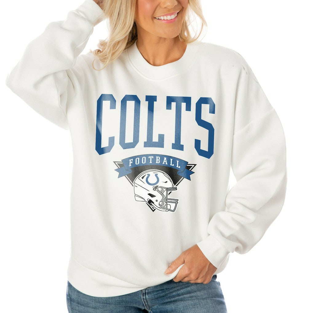 Indianapolis Colts  Gameday Couture Women's Oversized Yard Line Tri-Blend Pullover Sweatshirt