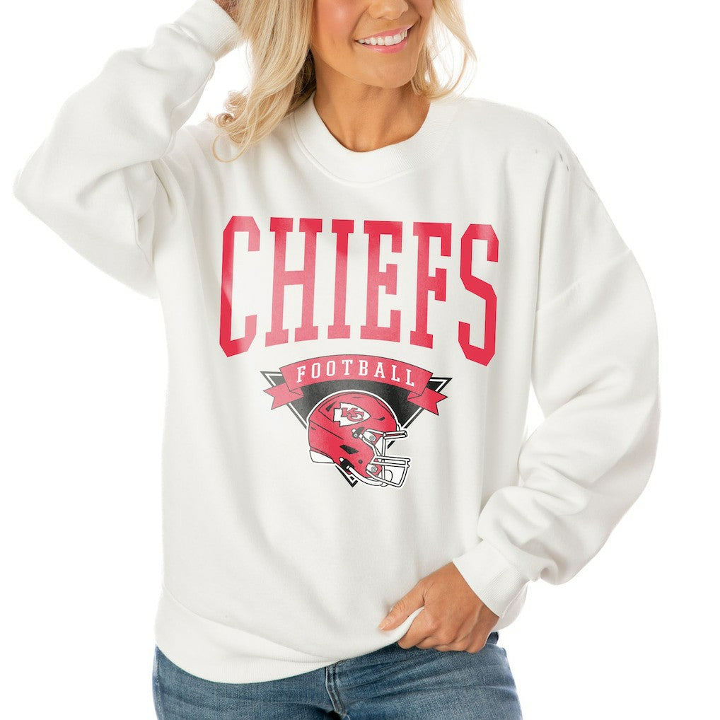 Kansas City Chiefs  Gameday Couture Women's Oversized Yard Line Tri-Blend Pullover Sweatshirt