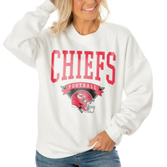 Kansas City Chiefs  Gameday Couture Women's Oversized Yard Line Tri-Blend Pullover Sweatshirt