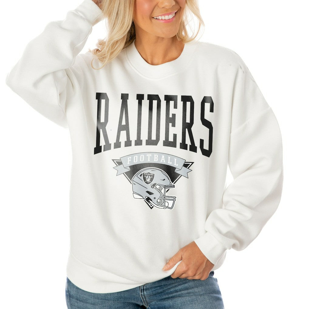 Las Vegas Raiders  Gameday Couture Women's Oversized Yard Line Tri-Blend Pullover Sweatshirt