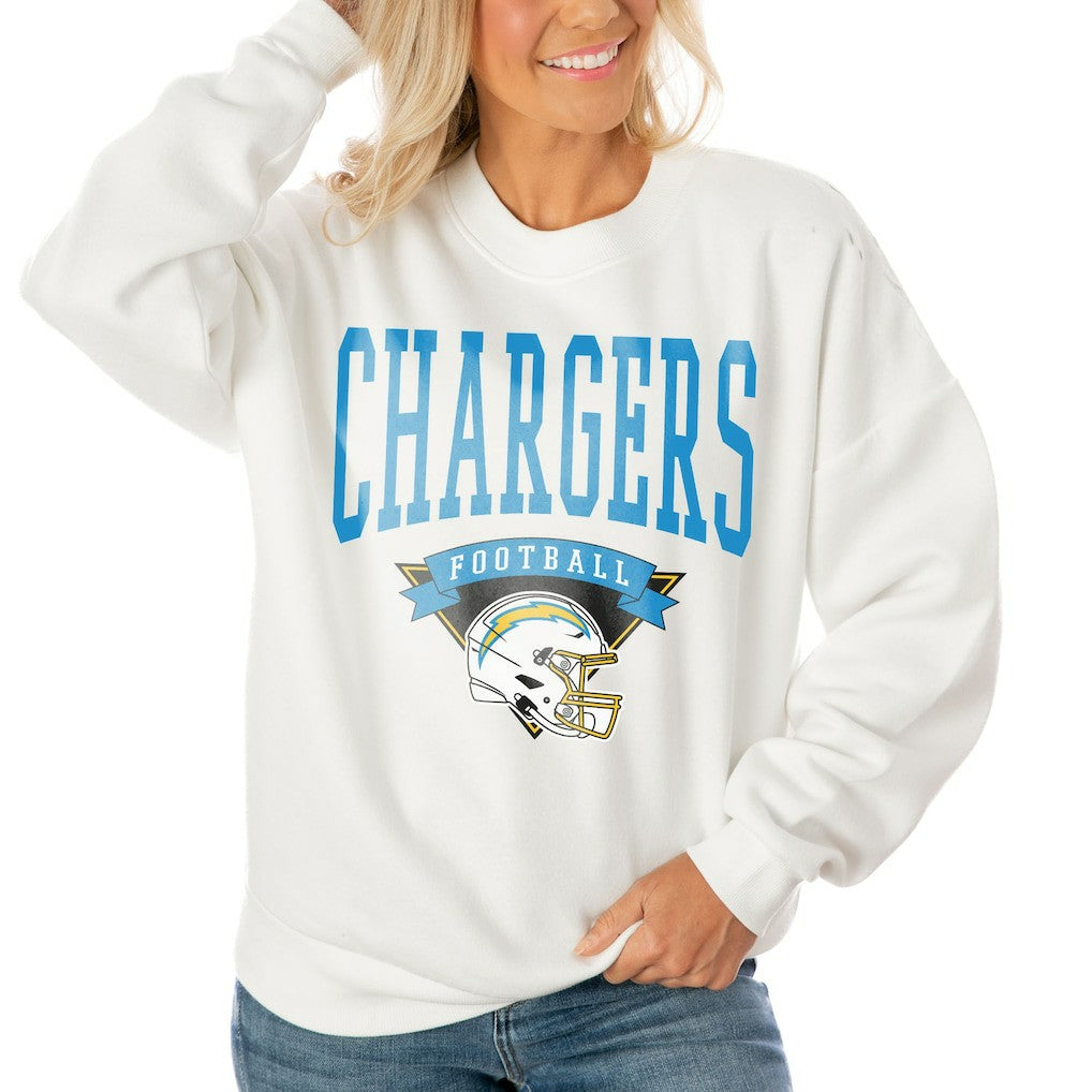 Los Angeles Chargers  Gameday Couture Women's Oversized Yard Line Tri-Blend Pullover Sweatshirt