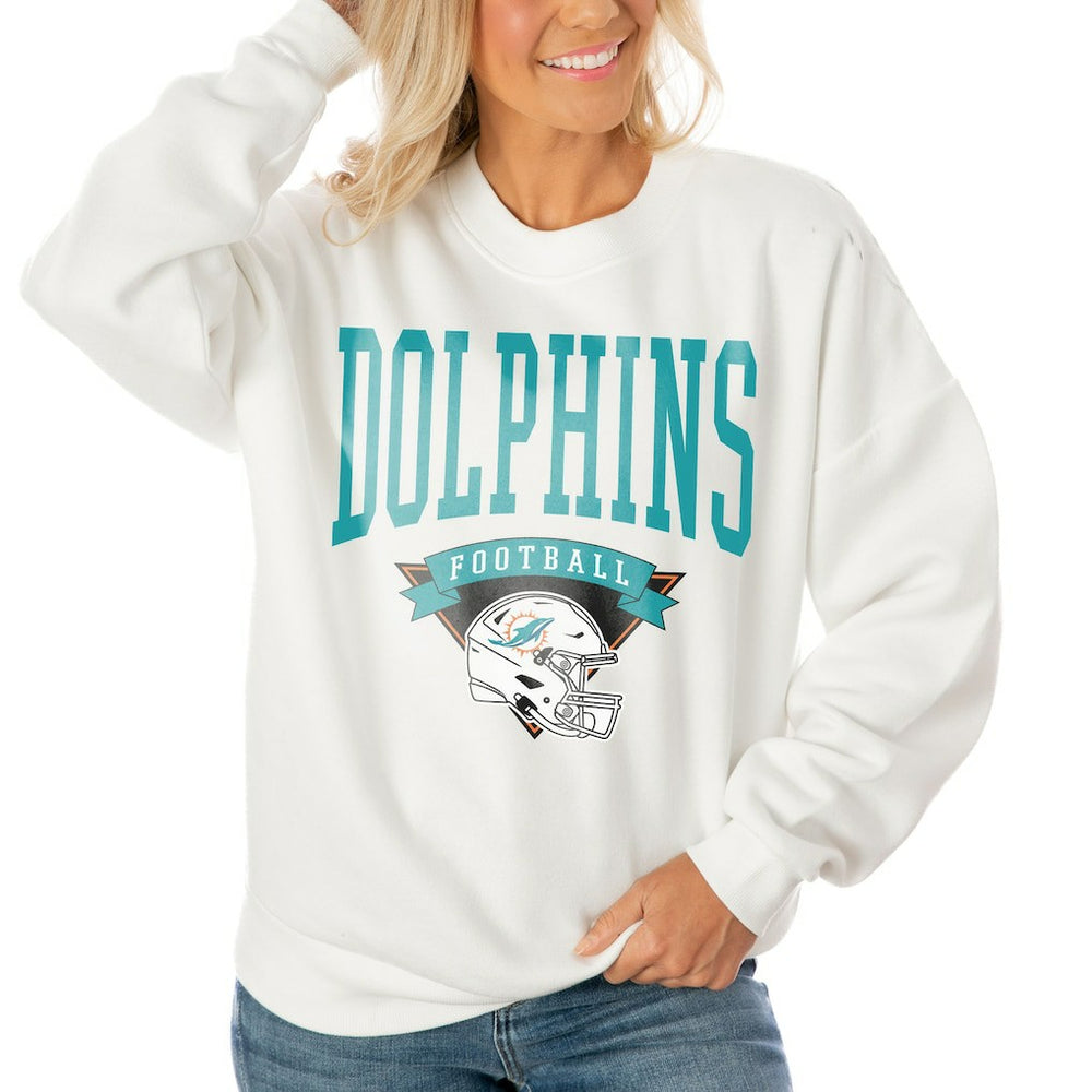 Miami Dolphins  Gameday Couture Women's Oversized Yard Line Tri-Blend Pullover Sweatshirt