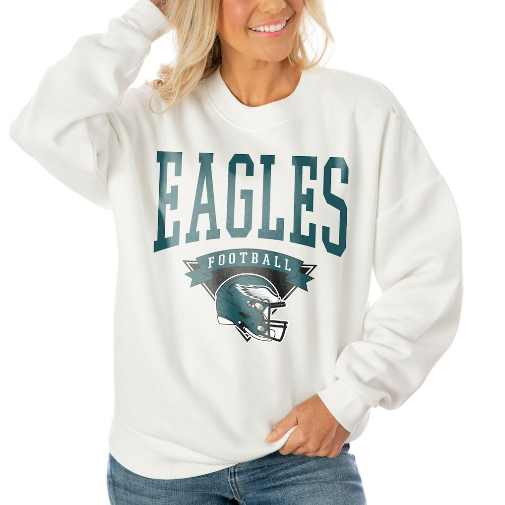 Philadelphia Eagles  Gameday Couture Women's Oversized Yard Line Tri-Blend Pullover Sweatshirt
