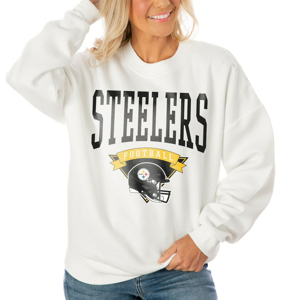 Pittsburgh Steelers  Gameday Couture Women's Oversized Yard Line Tri-Blend Pullover Sweatshirt
