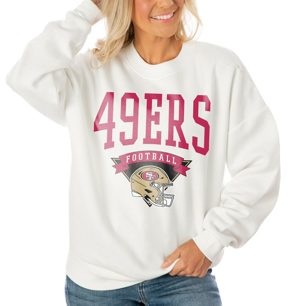 San Francisco 49ers  Gameday Couture Women's Oversized Yard Line Tri-Blend Pullover Sweatshirt