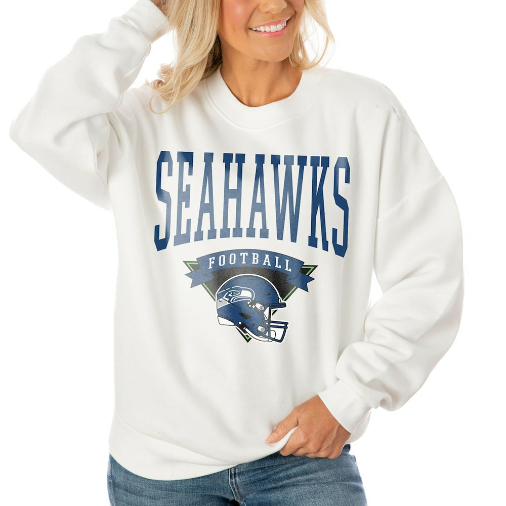 Seattle Seahawks  Gameday Couture Women's Oversized Yard Line Tri-Blend Pullover Sweatshirt