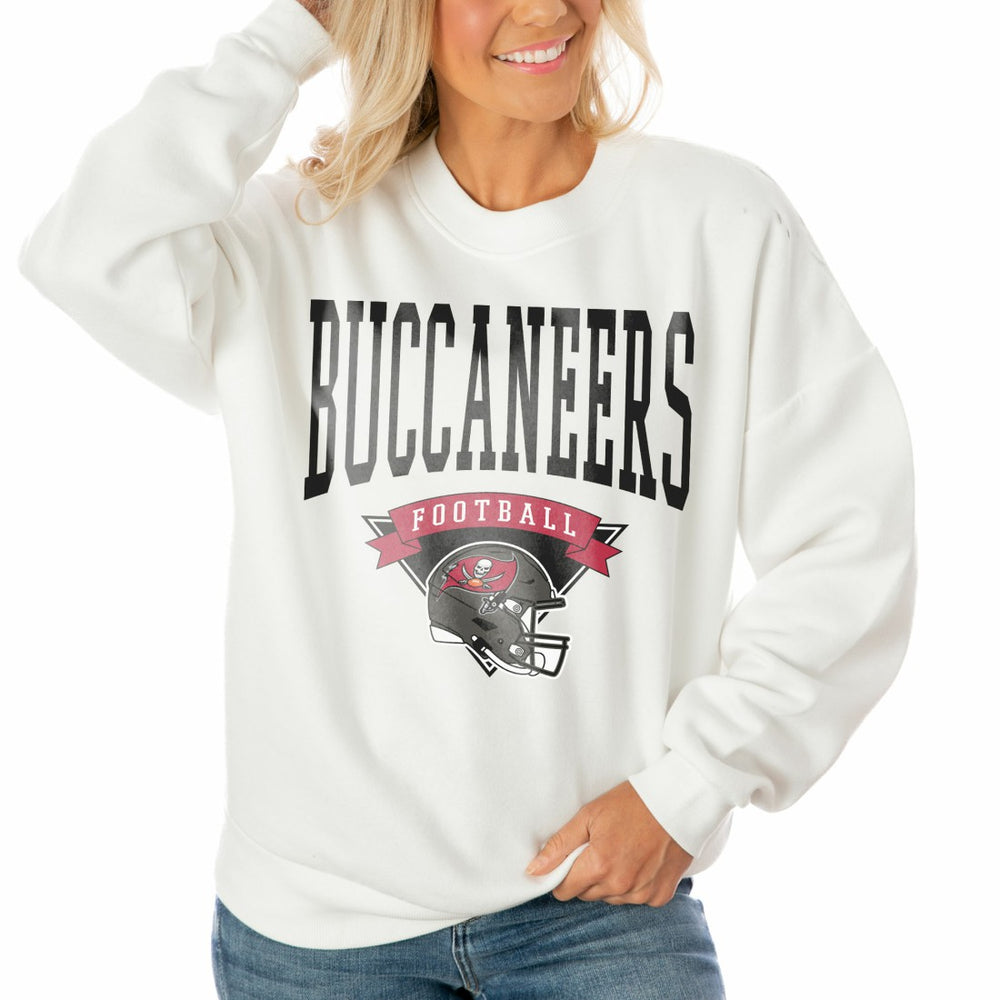 Tampa Bay Buccaneers  Gameday Couture Women's Oversized Yard Line Tri-Blend Pullover Sweatshirt